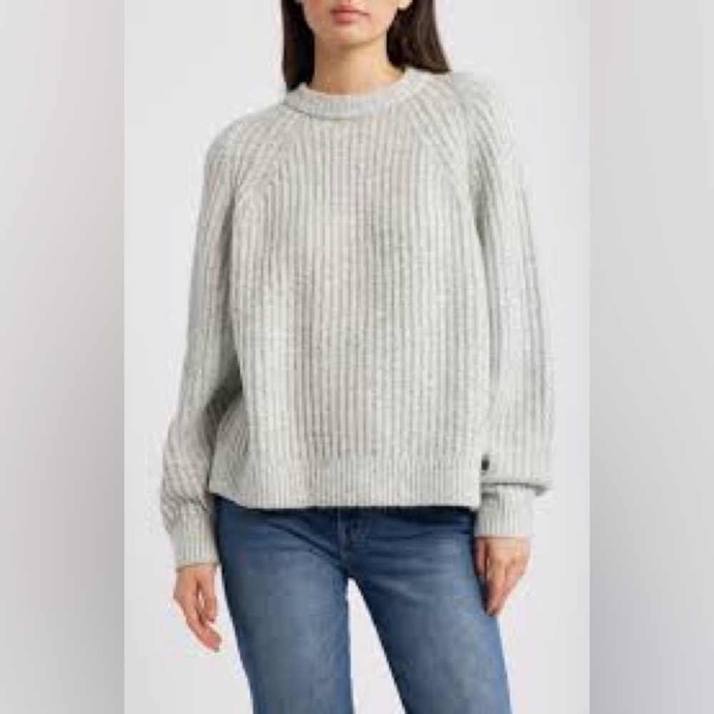 Madewell Light Gray Cotton Blend Crew Neck Sweater Size Small EUC